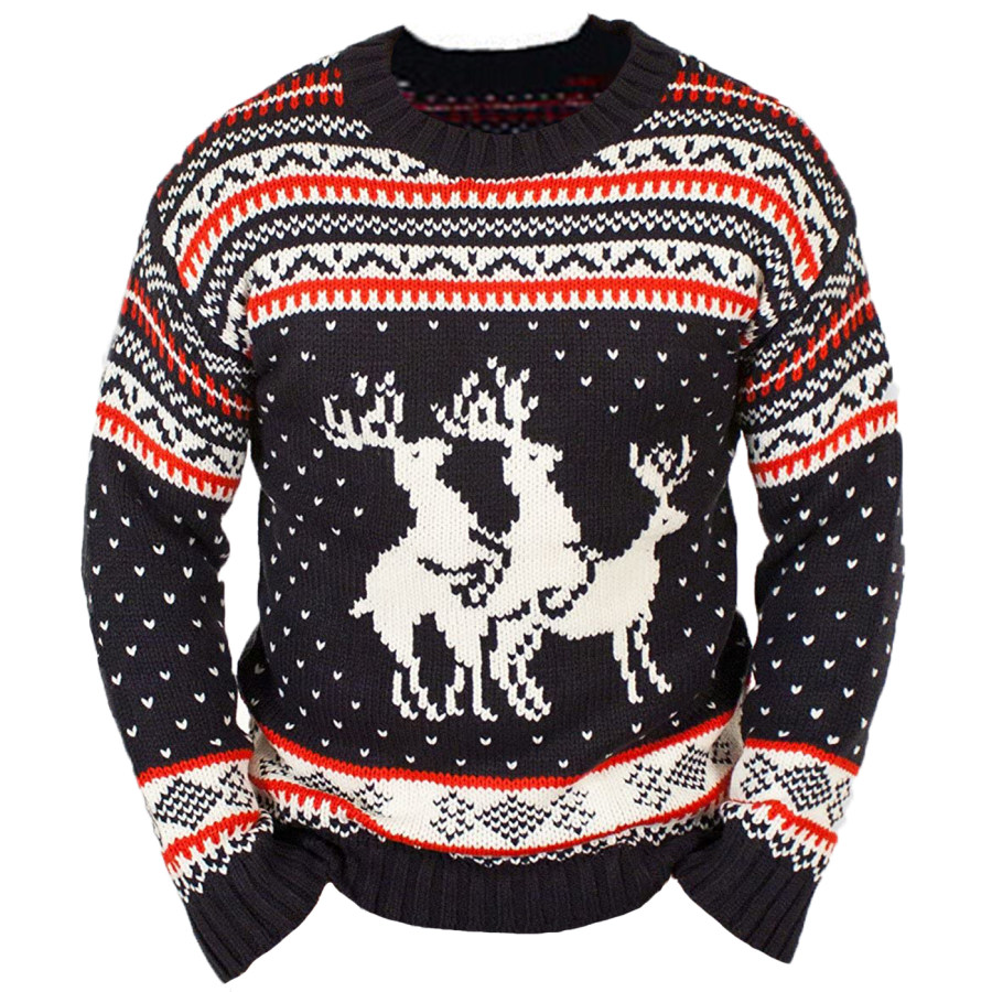 

Ugly Christmas Sweater-Men's Reindeer Threesome Sweater