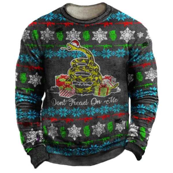 Ugly Christmas Sweater-Don't Tread On Me Fleece Sweatshirt - Mosaicnew.com 