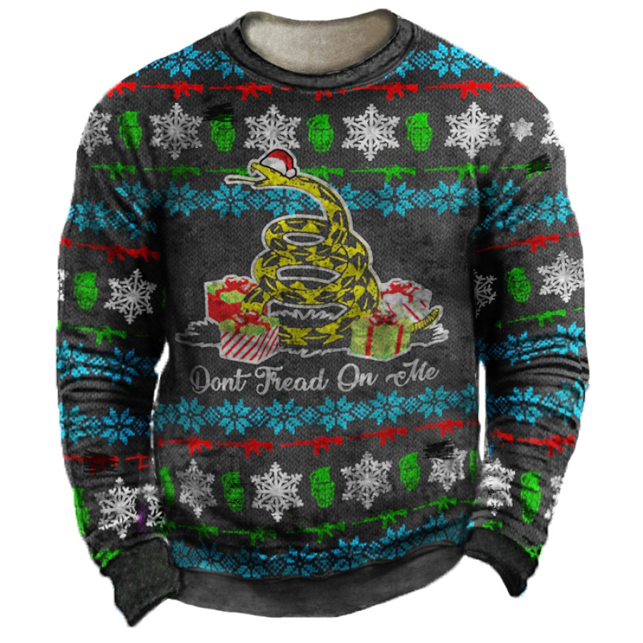 

Ugly Christmas Sweater-Don't Tread On Me Fleece Sweatshirt