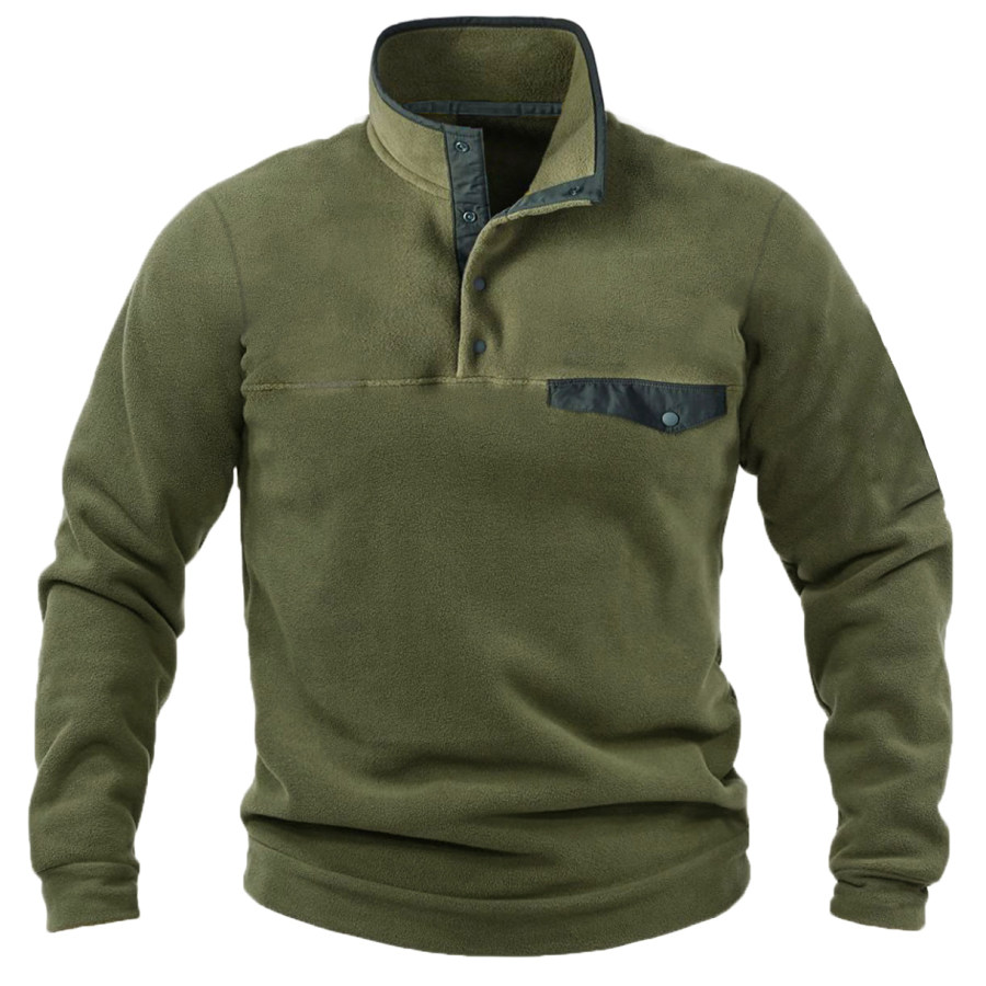 

Men's Outdoor Sports Polar Fleece Warm Henley Collar Sweatshirt