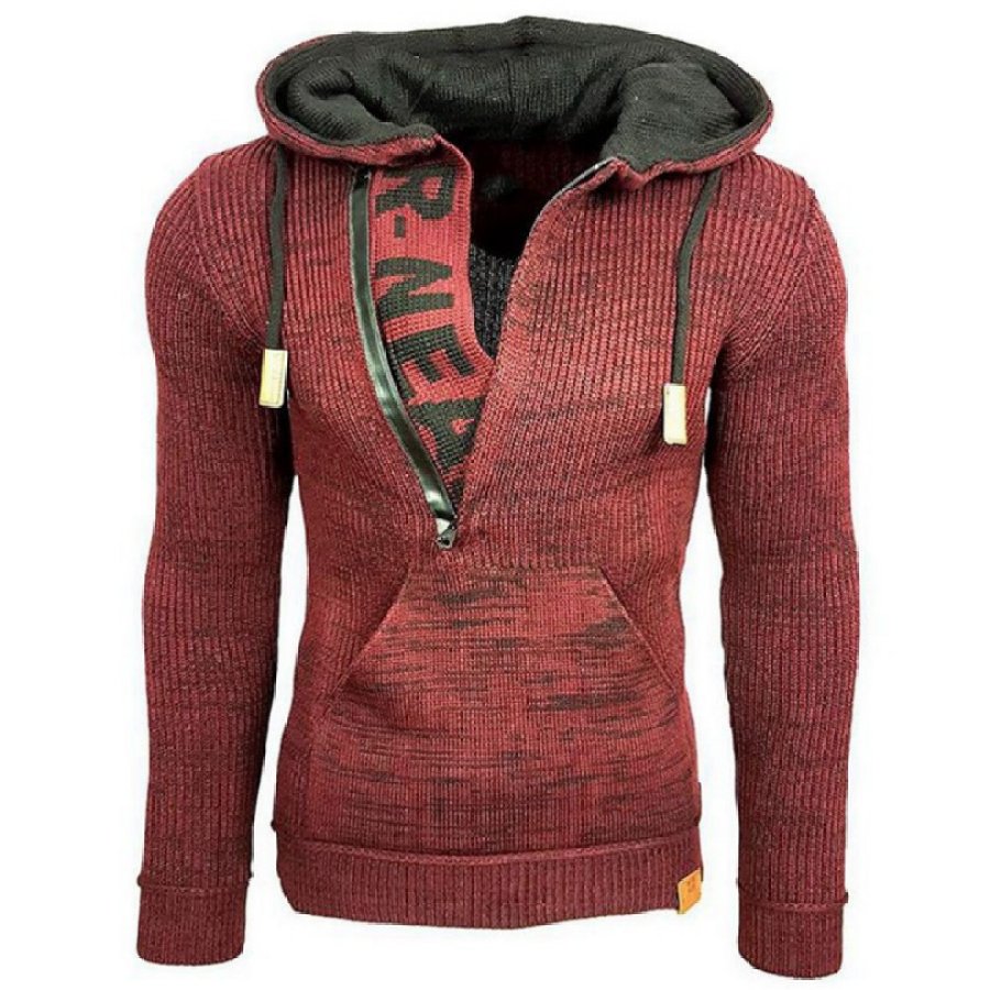 

Men's Melange Warm Hooded Pullover Sweater