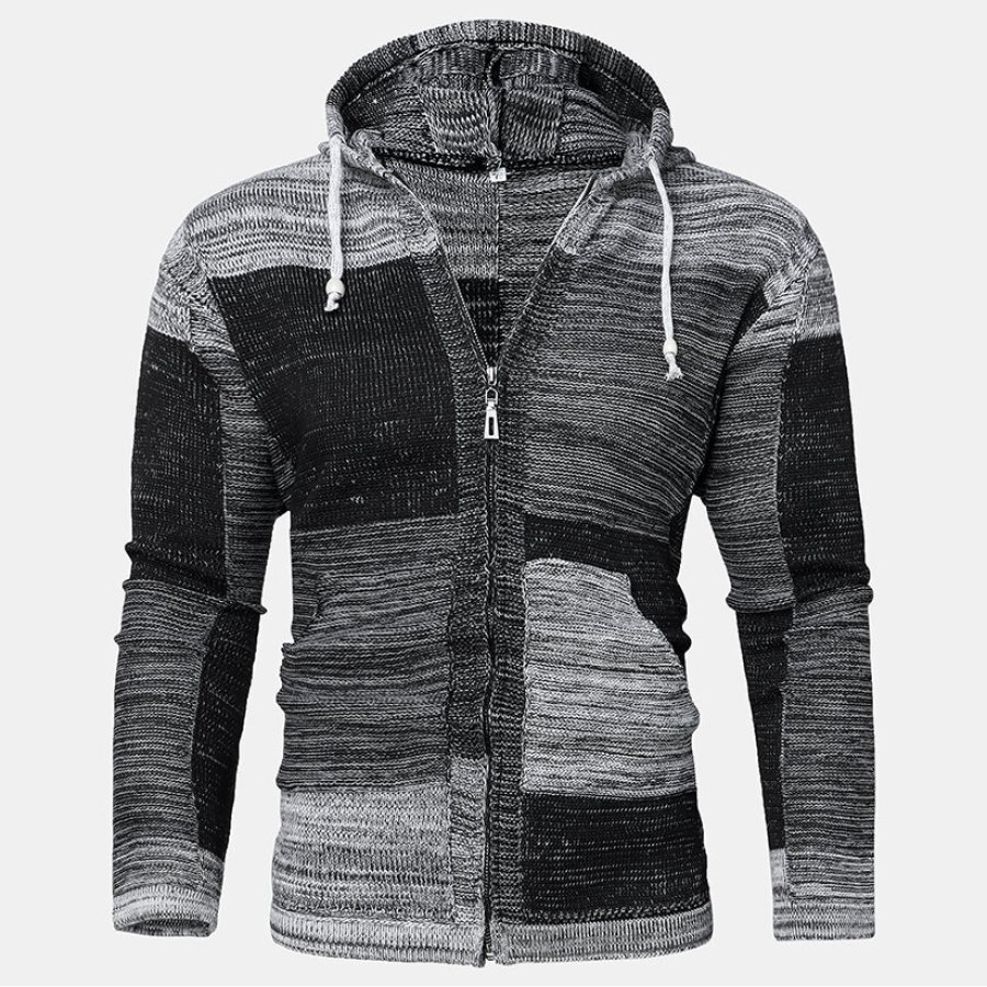 

Fashion Stitching Long-Sleeved Knitted Cardigan