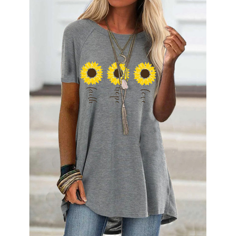 

Fashion Short-sleeved Floral Print T-shirt