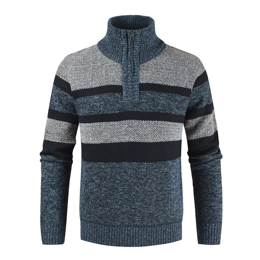 

Men's Conceived Colorblock Stand-up Collar Sweater
