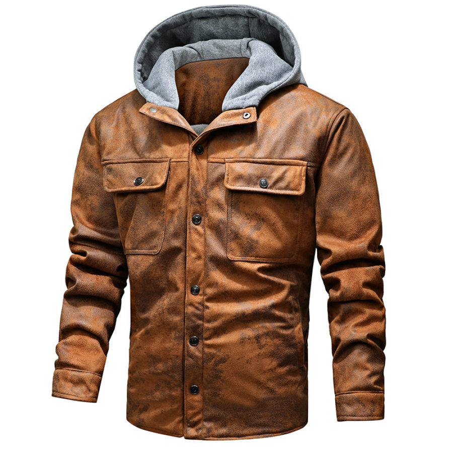 

Men's Retro Lamb Velvet Padded Hooded Jacket