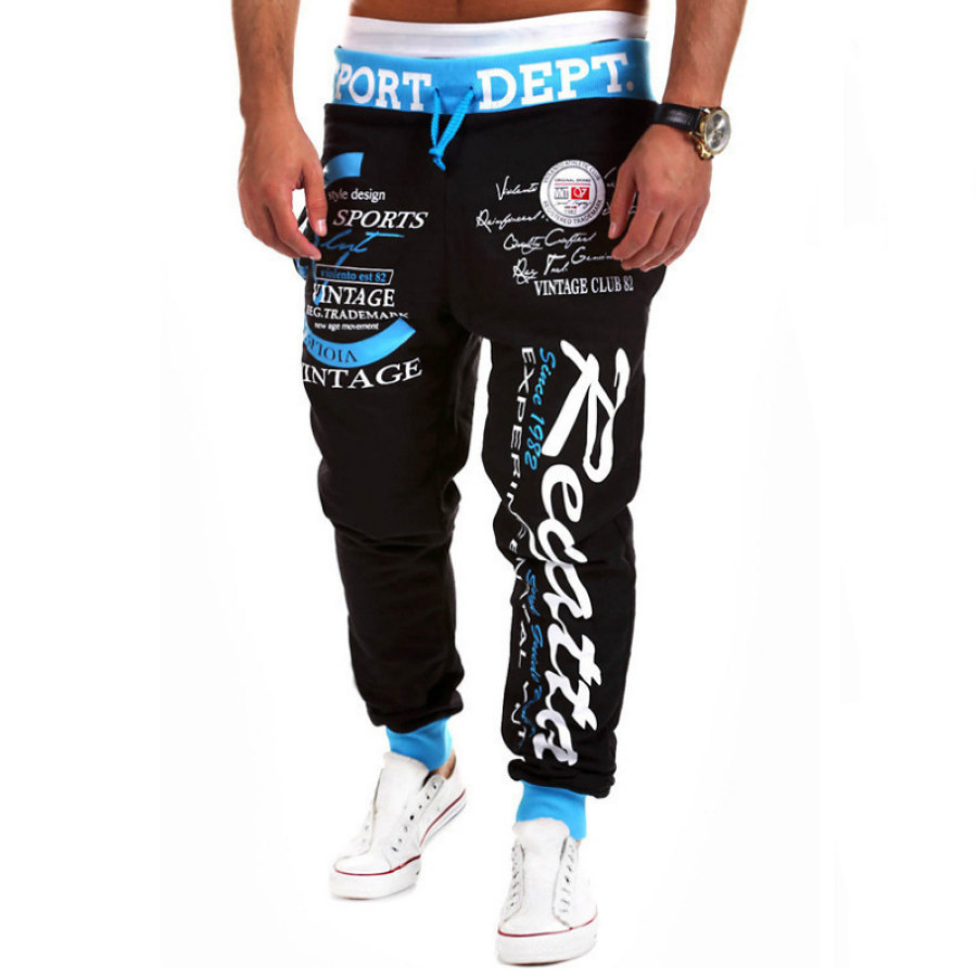 

Men's Elastic Waist Letter Print Sweatpants Hip Hop Pants