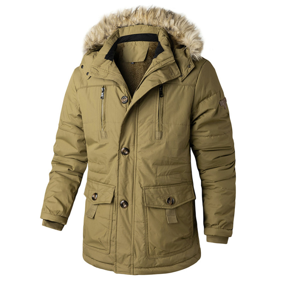 

Men's Outdoor Casual Warm And Fleece Hooded Jacket Coat
