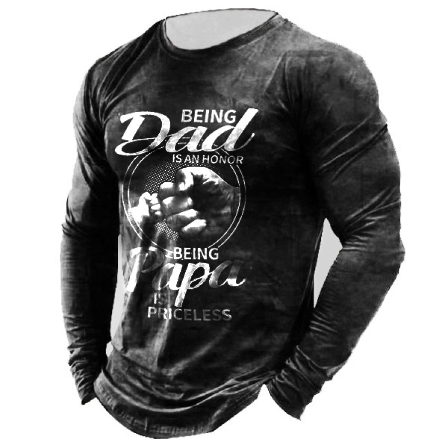 

Being Dad Is An Honor Men's Retro Casual Long-sleeved T-shirt Holiday Gift