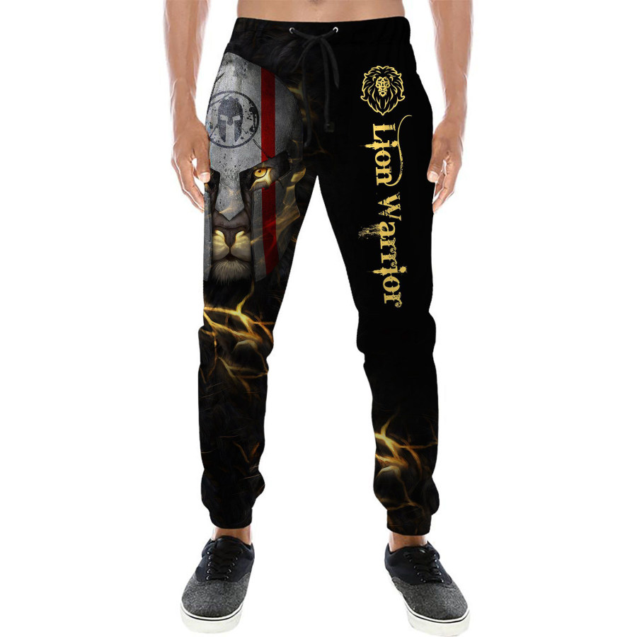 

Men's Retro Casual Spartan Lion Print Sweatpants