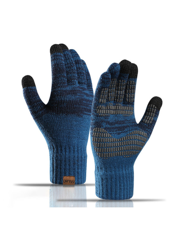 Color-blocking Non-slip Knitted Wool Gloves With Touch Screen Function