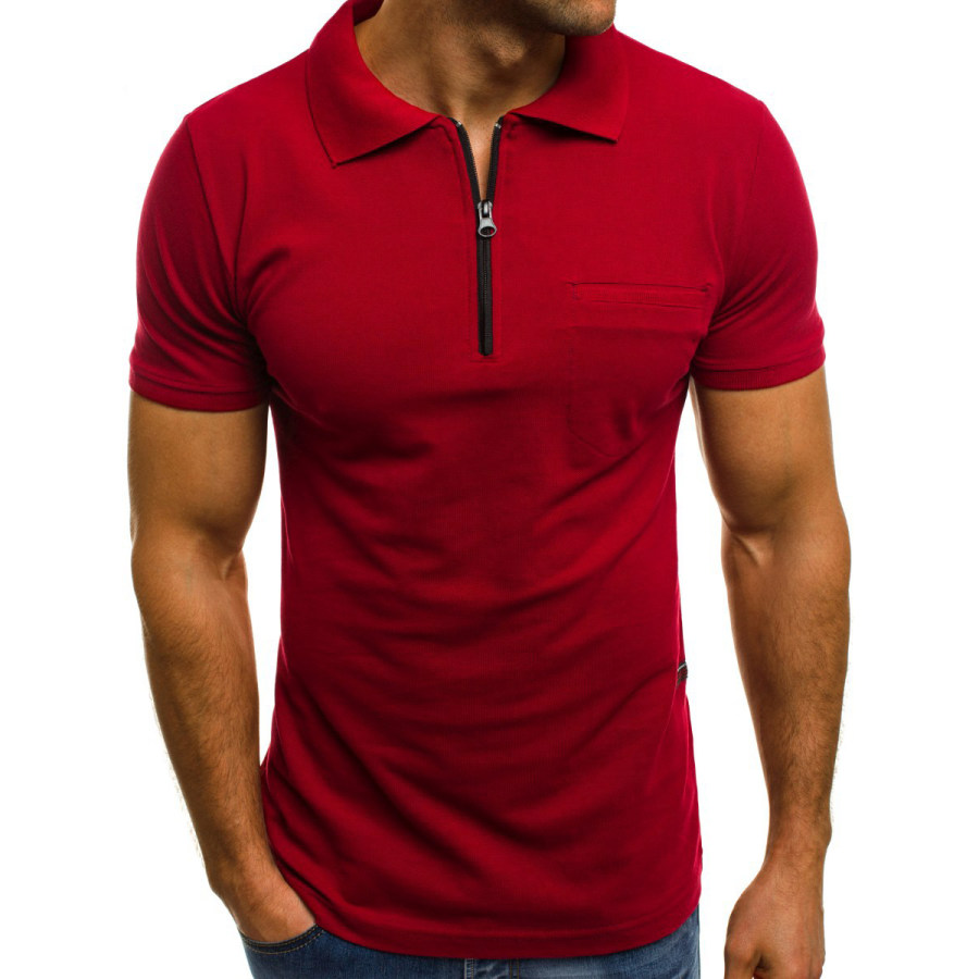 

Men's Casual Simple Solid Color Lapel Short Sleeve POLO T-shirt