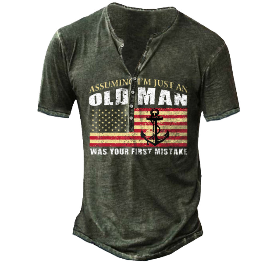 

Old Men Was Your First Mistake Chemise à Manches Courtes à Boutons Henley Pour Hommes