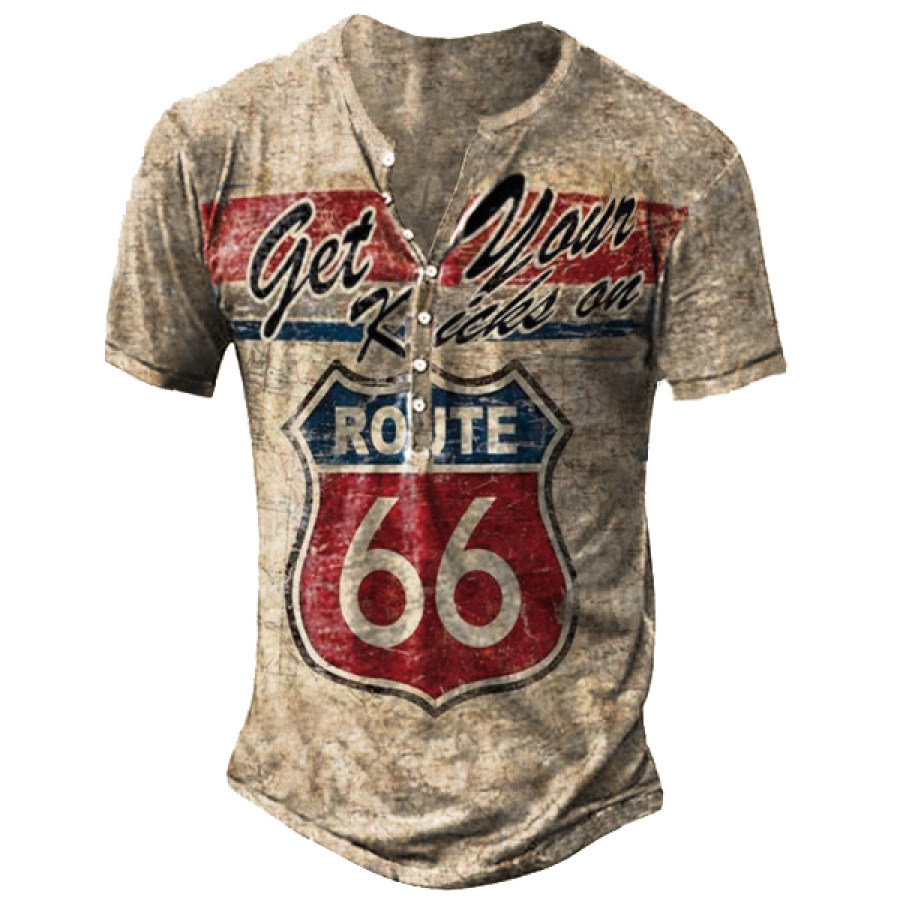 

Routte 66 Men's Vintage Short Sleeve Henry Shirt