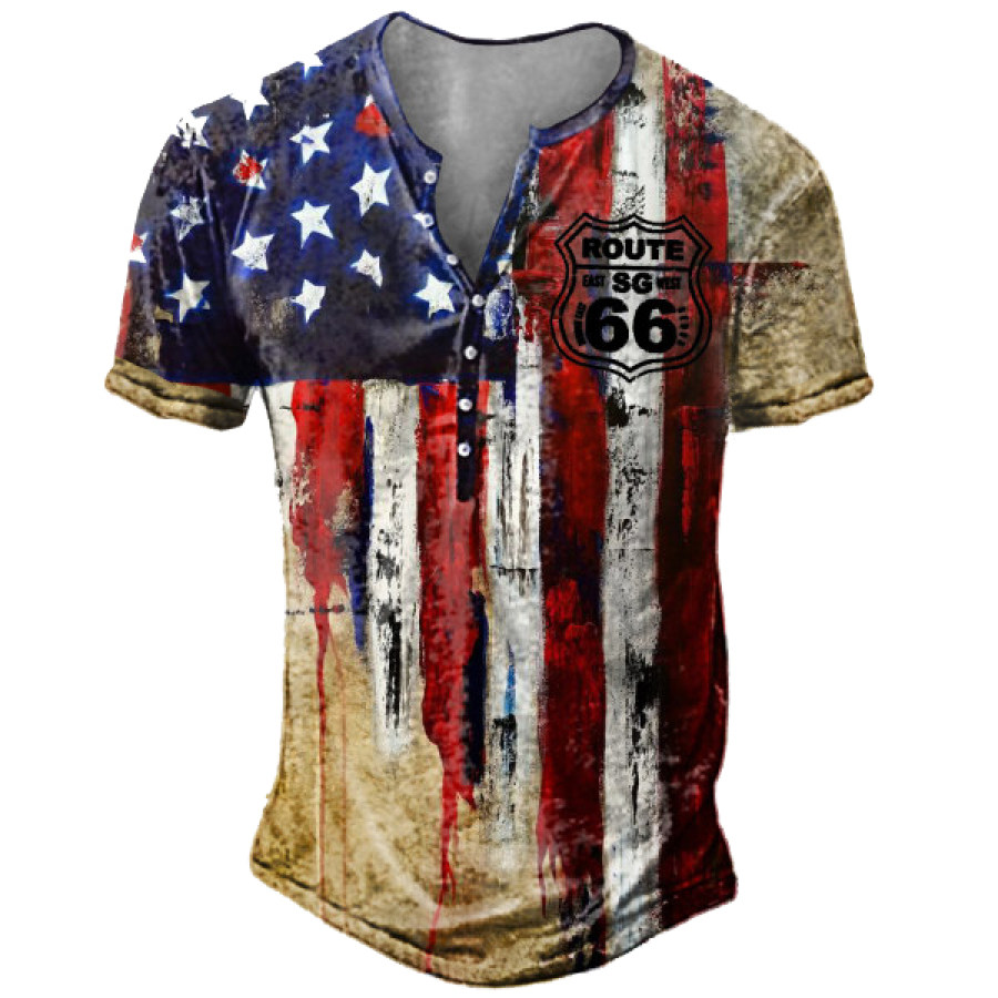 

Routte 66 Men's Vintage Short Sleeve Henry Shirt