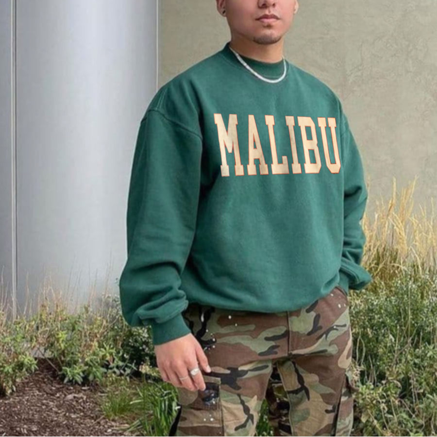 

Retro Men's Simple Round Neck Letter Print Sweatshirt