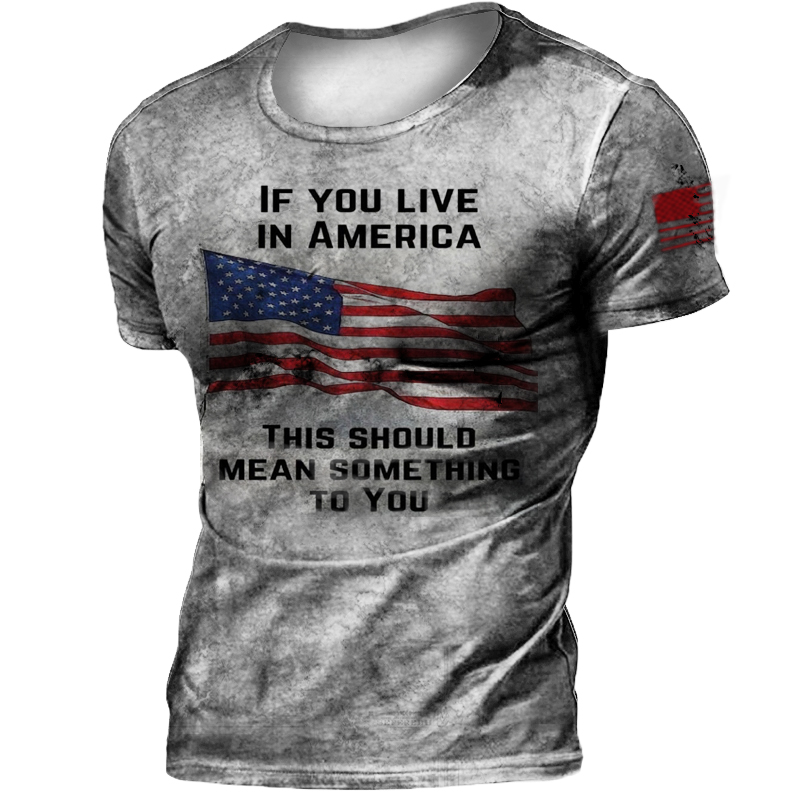 Men's Vintage American Flag Chic Short Sleeve T-shirt