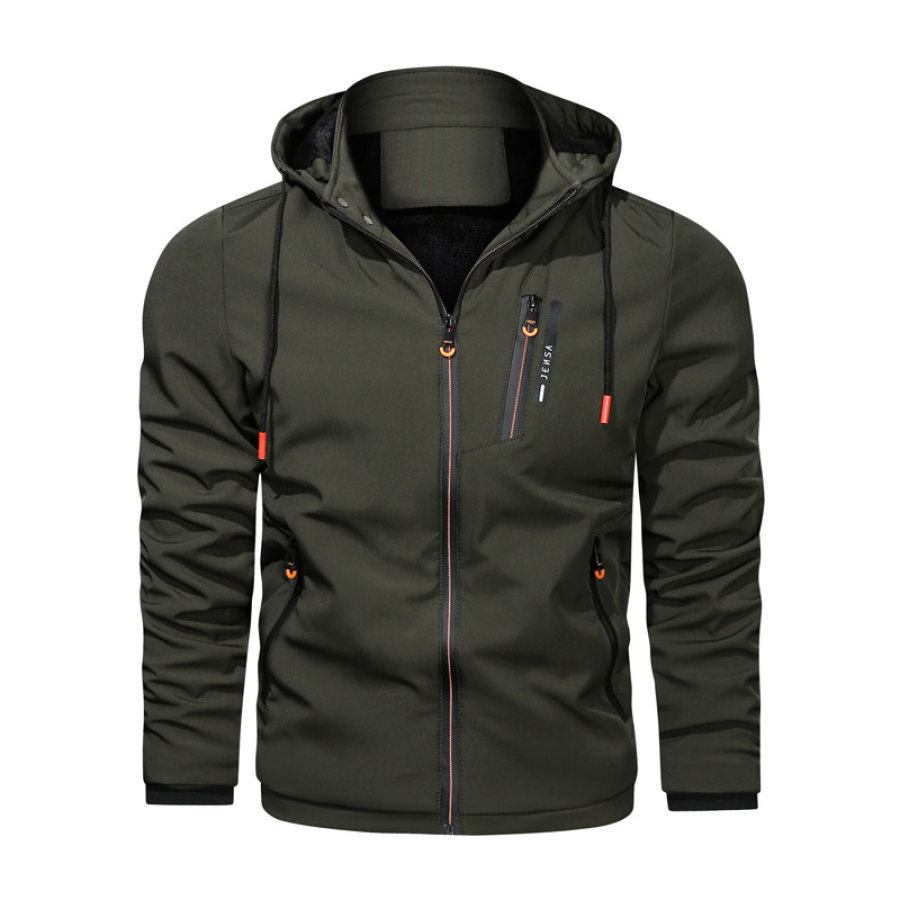 

Men's Hooded Contrast Zipper Warm Jacket