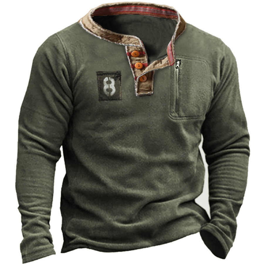 

Men's Outdoor Retro Tactical Henley Collar Polar Fleece Sweatshirt