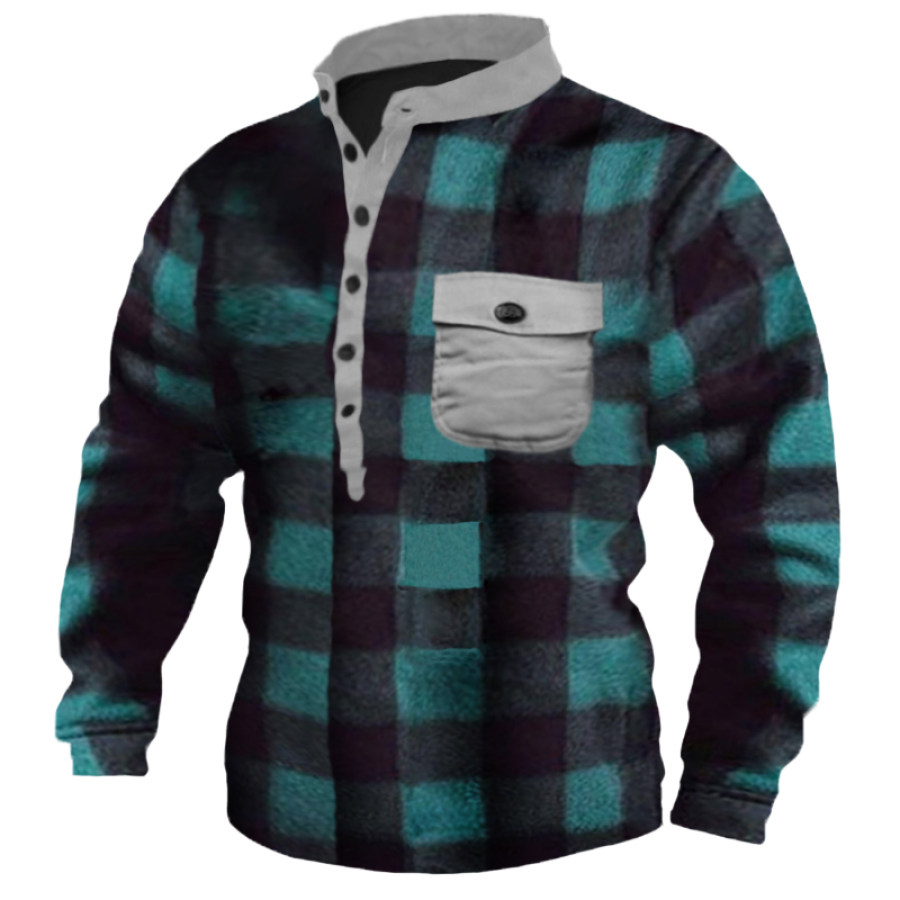 

Men's Retro Check Warm Fleece Hunting Henry Sweatshirt