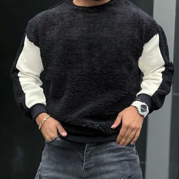 Cashmere Stitching Crew Neck Sweatshirt - Sanhive.com 