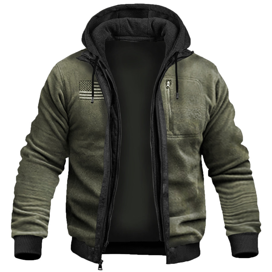 

Men's Retro Outdoor Fleece Hooded Tactical Jacket