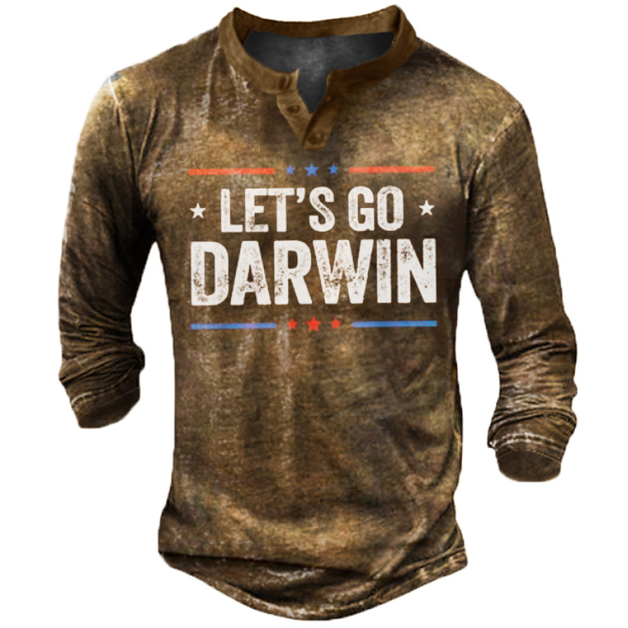 

Men's Outdoor Vintage Henley Collar Long Sleeve T-shirt