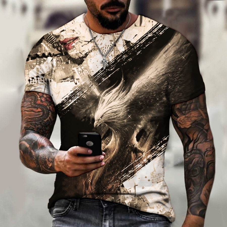 

Men's Fashion Phoenix Print Short Sleeve T-shirt