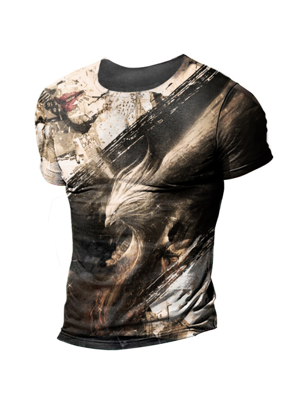 Men's Fashion Phoenix Print Short Sleeve T-shirt