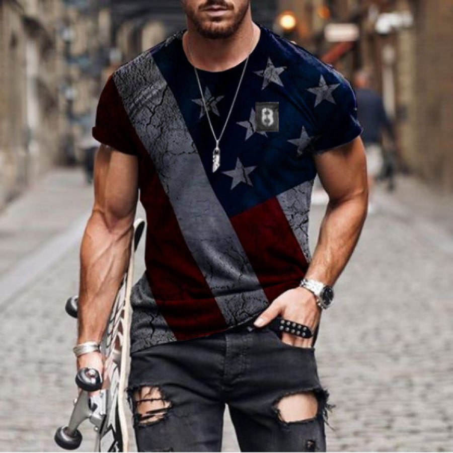 

Men's Fashion Message Print Loose Short Sleeve T-Shirt