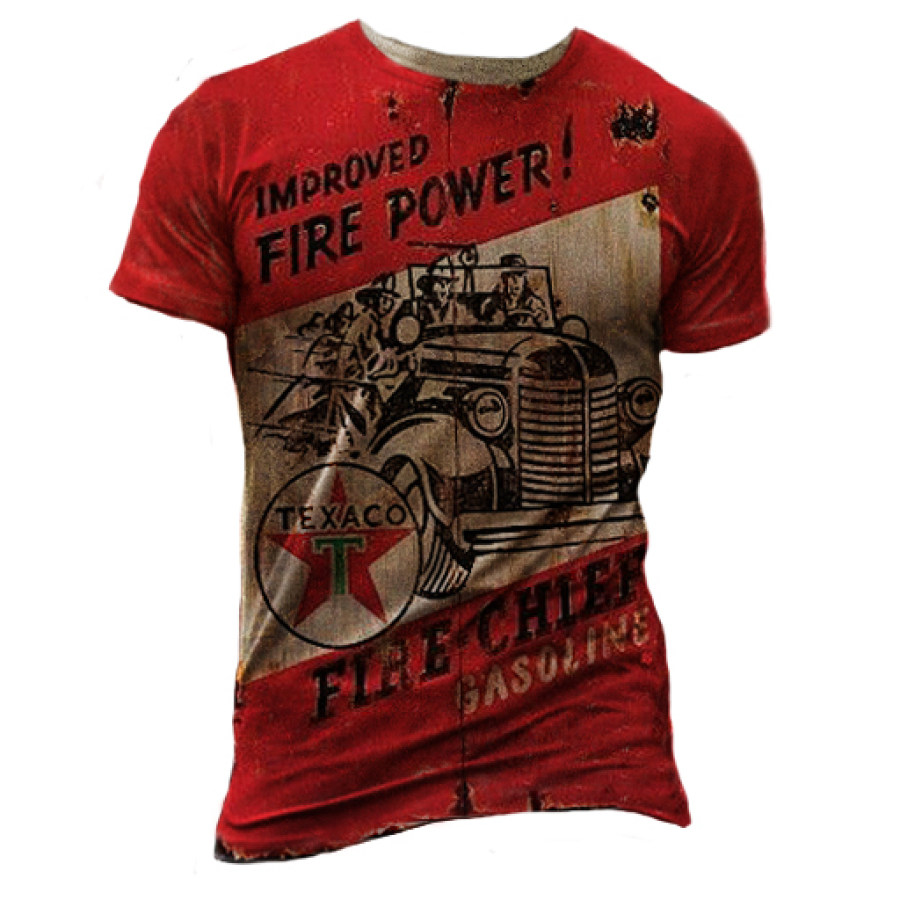 

Mens Retro Motorcycle Engine Oil Printing Outdoor Casual T-shirt