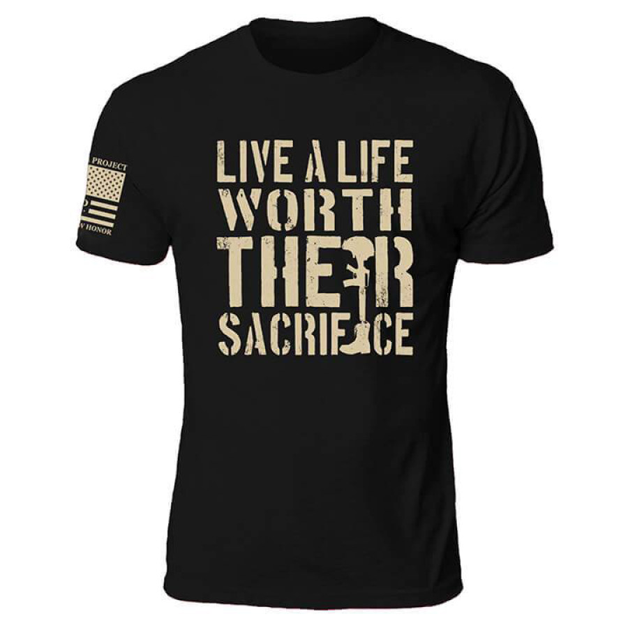 

Mens Live A Life Worth Their Sacrifice T-shirt