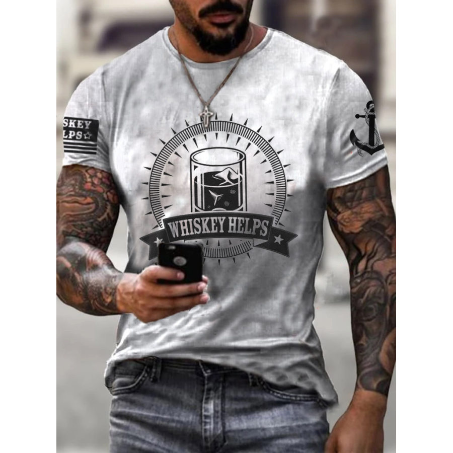 

Whiskey Helps Printed T-shirt
