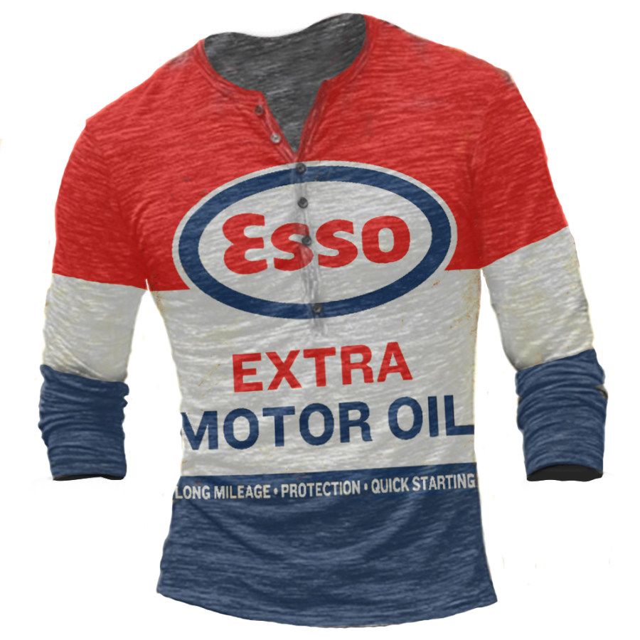 

Mens Retro Motorcycle Engine Oil Printing Outdoor Quick-drying Casual T-shirt