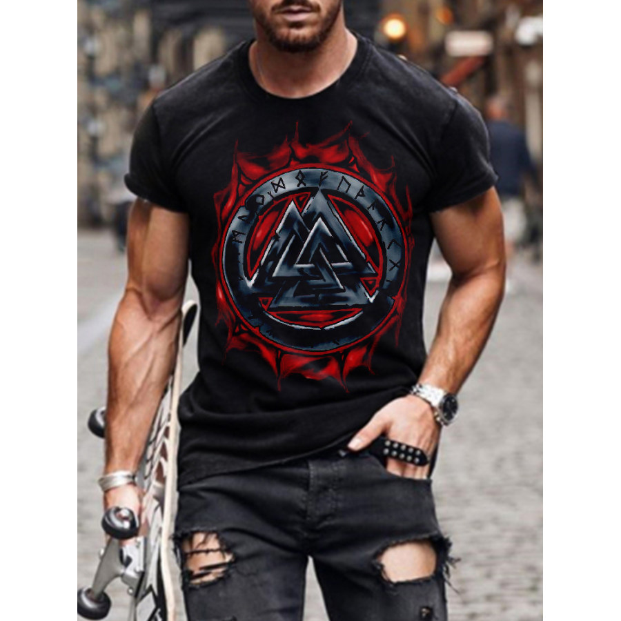 

Mens Casual Viking Symbol Printed T-shirt