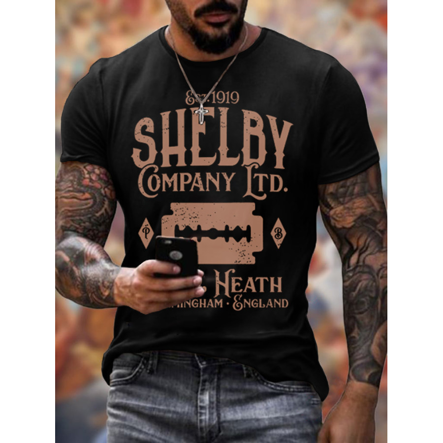 

Mens Retro Shelby Company Peaky Blinders Printed T-shirt