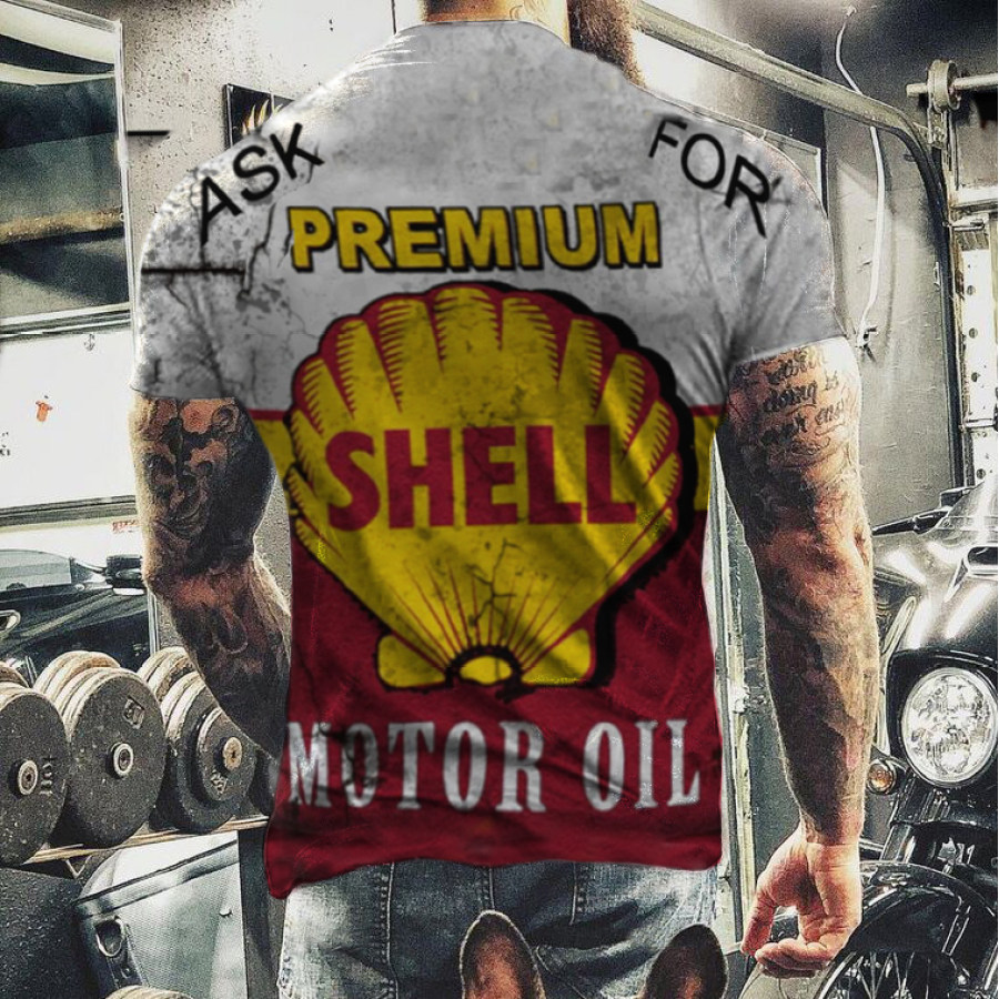 

Mens Retro Motorcycle Print Fashion T-shirt