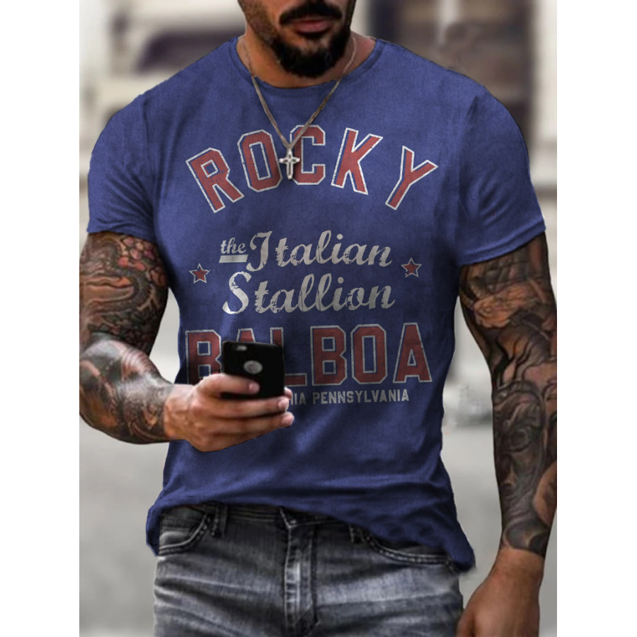 

Mens Retro ROCKY BALBOA Printed T-shirt