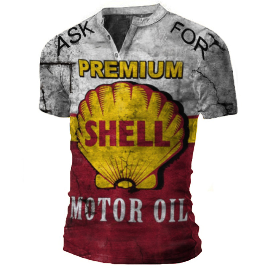 

Mens Retro Motorcycle Engine Oil Printed Outdoor Combat T-shirt