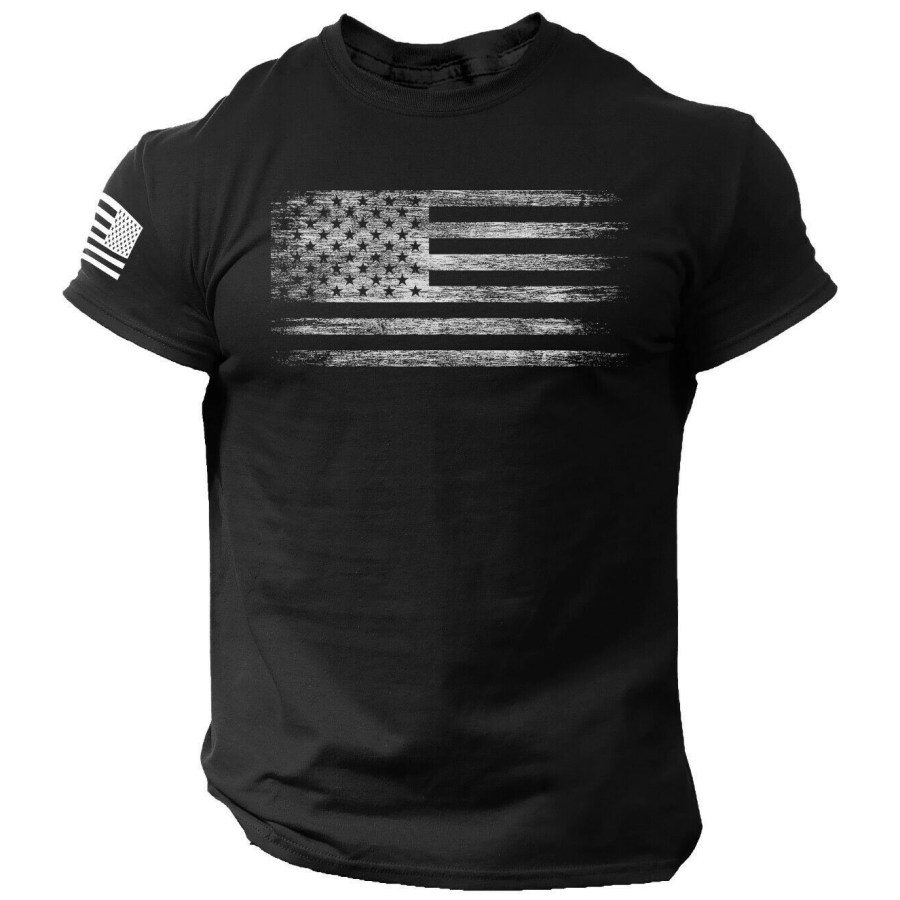 

Men's Vintage American Flag Print Short Sleeve T-Shirt