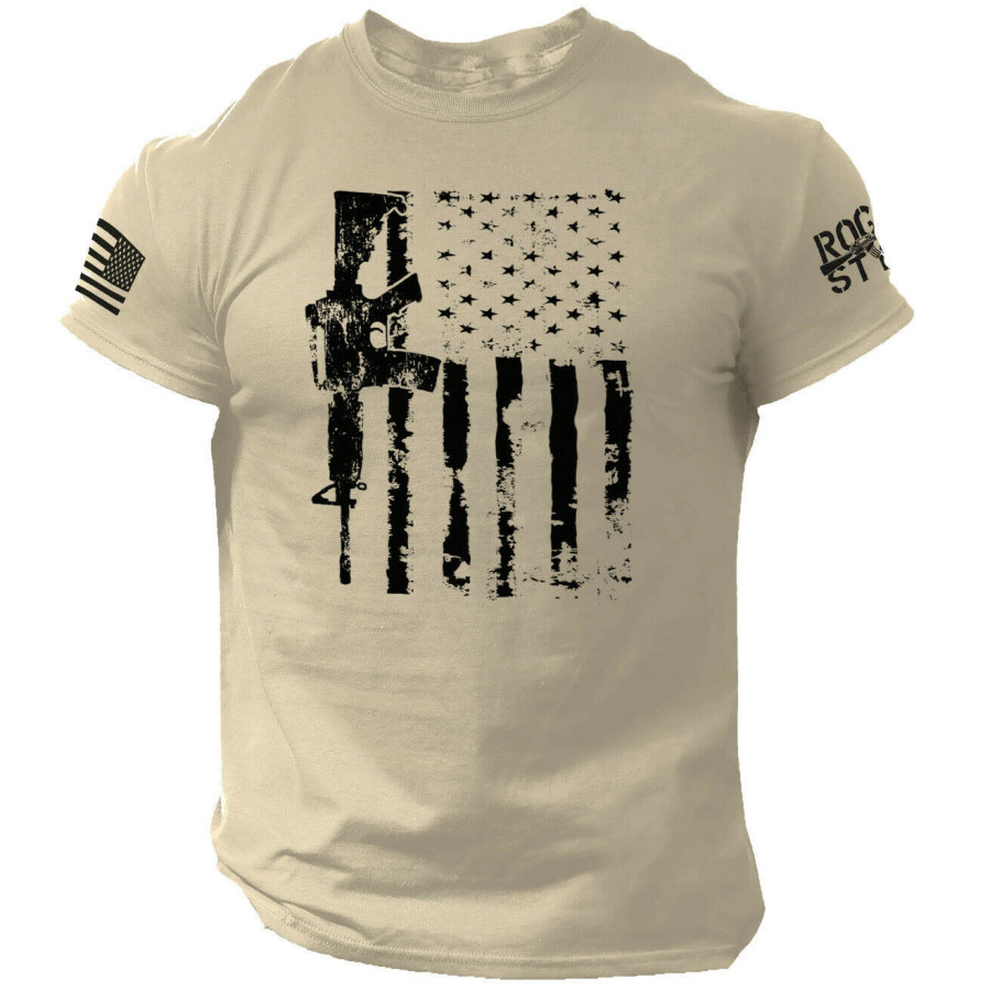 

Men's Vintage Distressed American Flag Short Sleeve Print T-Shirt