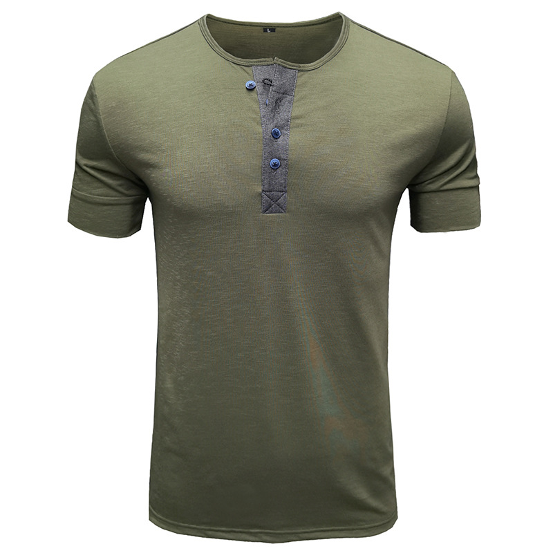 Men's Outdoor Henry Half Chic Open Collar Short Sleeve T-shirt
