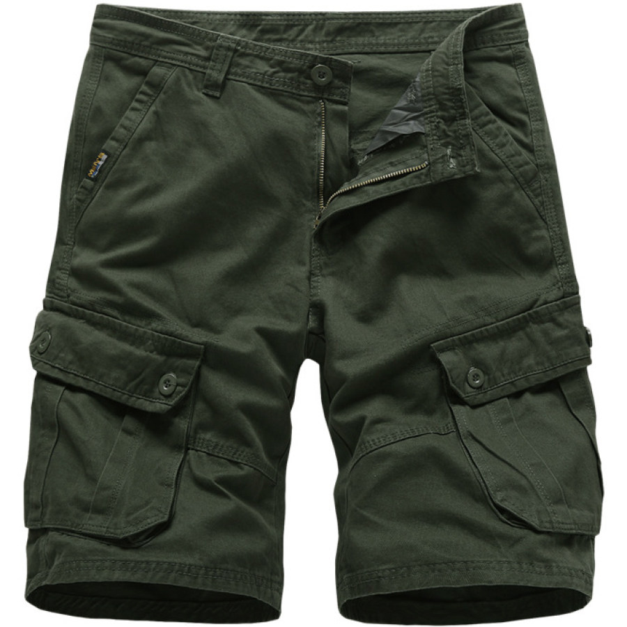 

Men's Outdoor Solid Color Multi-pocket Loose Cargo Shorts