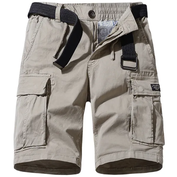 Men's Outdoor Solid Color Loose Multi-pocket Cargo Shorts - Sanhive.com 