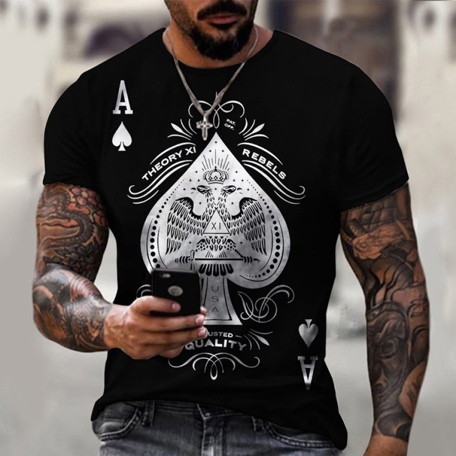 

Men's Fashion Playing Card A Print Short Sleeve T-Shirt