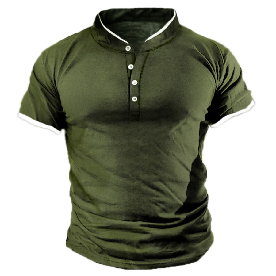 

Men's Casual Solid Color Henley Collar Short Sleeve T-Shirt