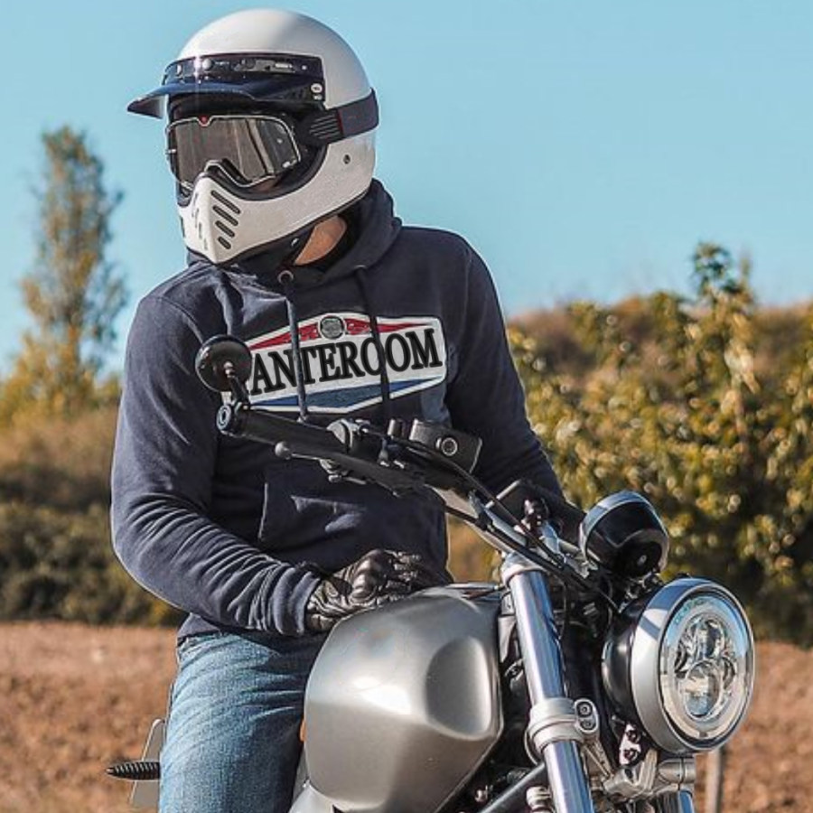 

Retro Letter Printed Motorcycle Hoodie