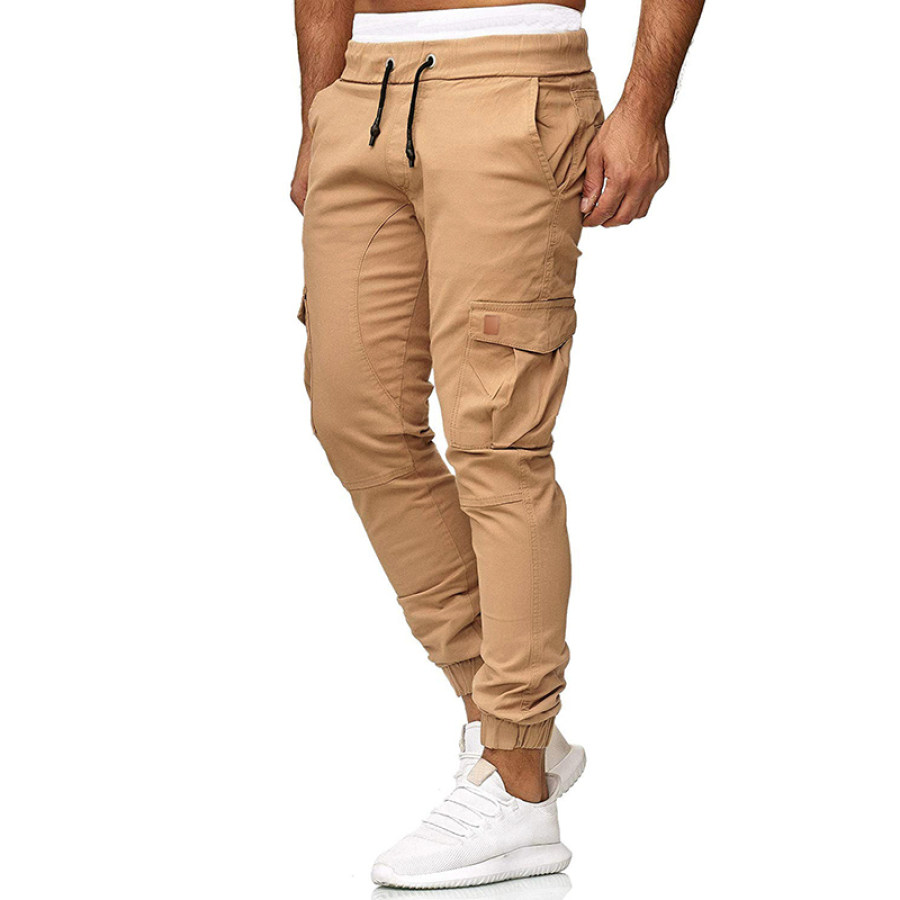

Men's Fashion Lace-Up Elastic Waist Casual Pants