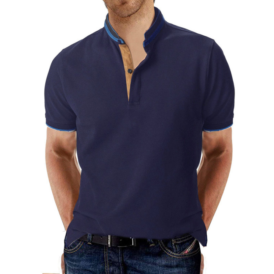 

Men's Fashion Casual Colorblock Polo Shirt