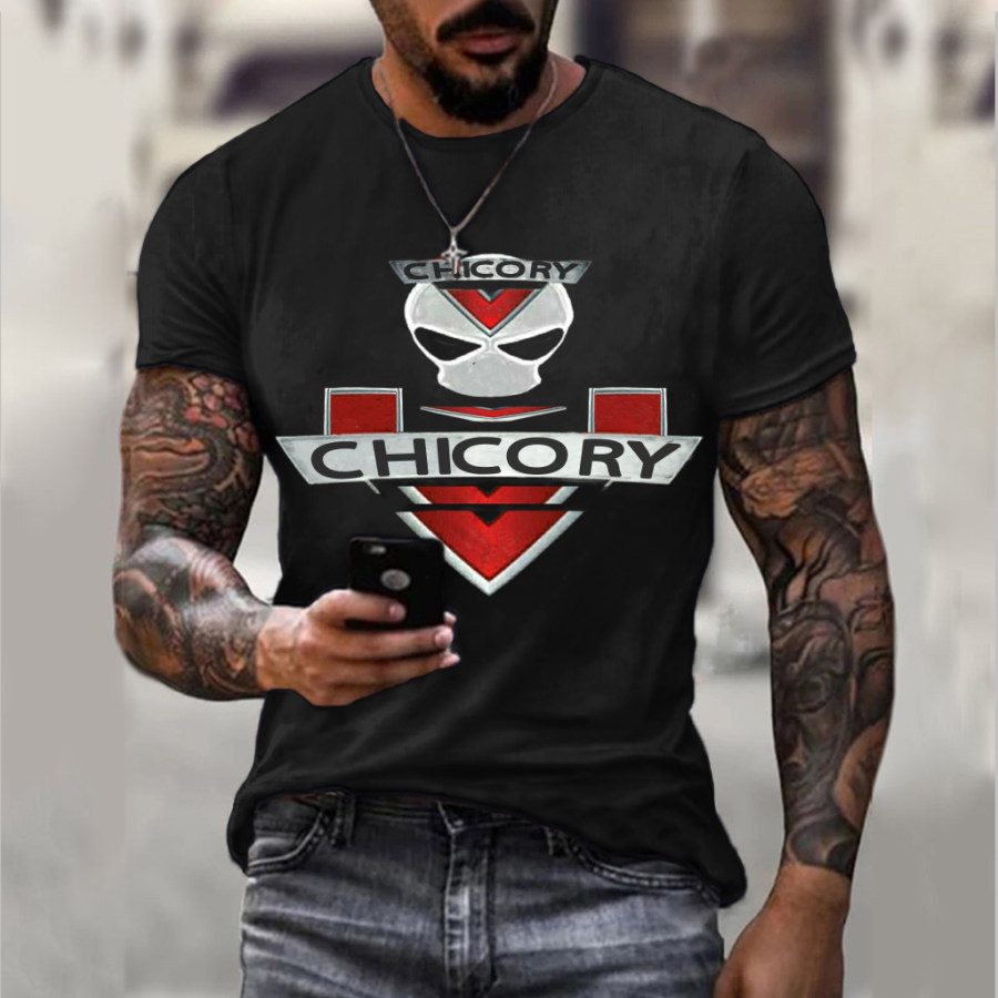 

Men's Retro Skull Motorcycle Short Sleeve Top
