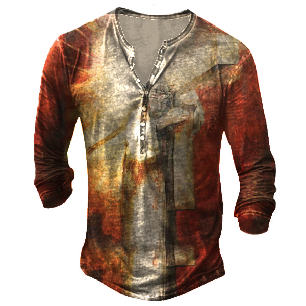 Men's Outdoor Faith Long Sleeve Chic Pullover Fit Round Neck T-shirt